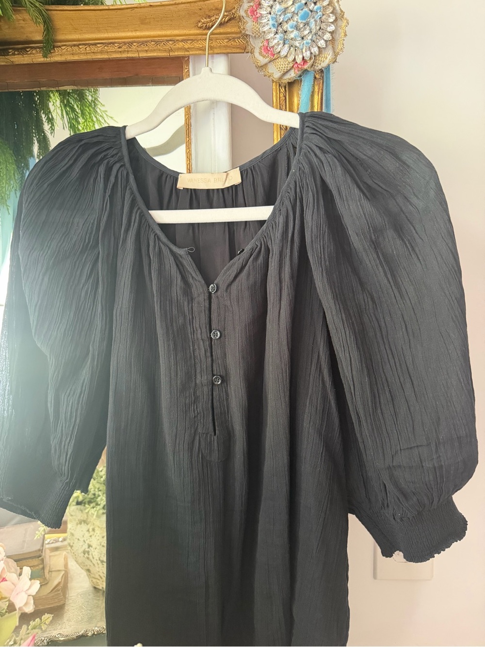 Vanessa Bruno Black Button-Front Women's Blouse size 42 M-L